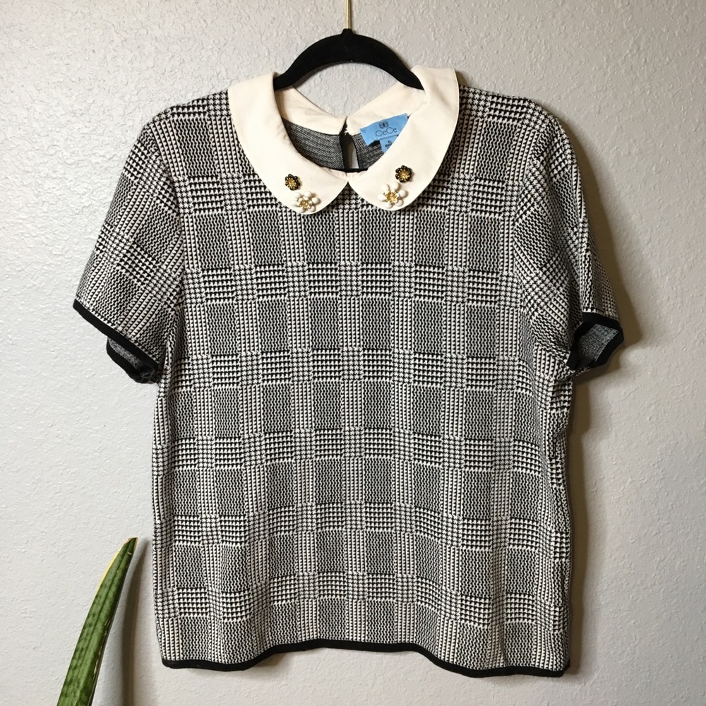 Cece black and white houndstooth XL